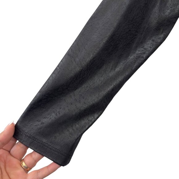 Soft Works Faux Coating Black Open Front Cardigan Jacket Womens S - Picture 9 of 11